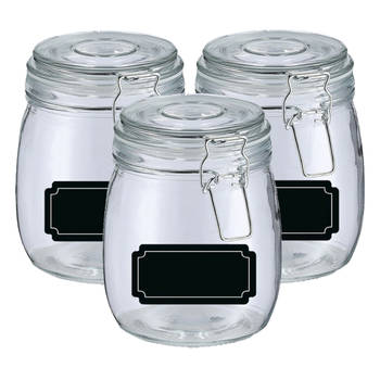 Weckpotten/inmaakpotten - 4x - 750 ml - glas - met beugelsluiting - incl. etiketten - Weckpotten