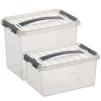 Opberg boxen set van 4 stuks in 6 en 9 Liter kunststof met deksel - Opbergbox