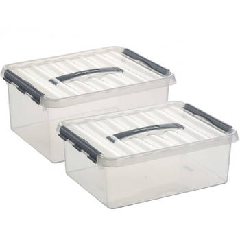 Opberg boxen set van 4x stuks in 12 en 15 Liter kunststof met deksel - Opbergbox