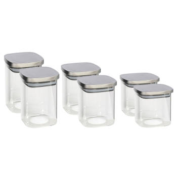 Set van 6x keuken voedsel opslag voorraadpotten glas in 3 formaten - Voorraadpot