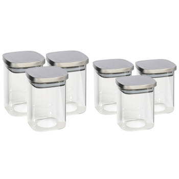 Set van 6x keuken voedsel opslag voorraadpotten glas in 2 formaten - Voorraadpot