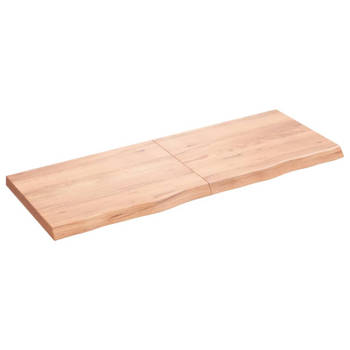 vidaXL Wandschap 160x60x(2-6)cm behandeld massief eikenhout lichtbruin