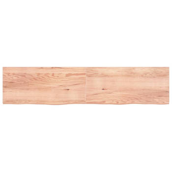 The Living Store Wandplank Rustieke Stijl - 220 x 50 x 4 cm - Massief Eikenhout - Lichtbruin - Draagvermogen 44 kg