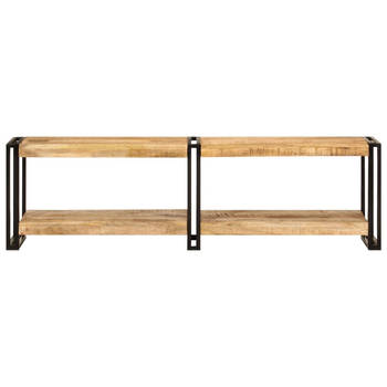 The Living Store TV-meubel - Mangohout - 140 x 30 x 40 cm - Opbergruimte - Metalen frame