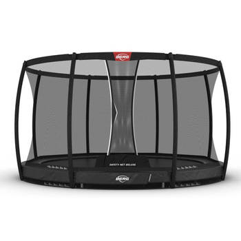 BERG Trampoline Champion met Veiligheidsnet - Safetynet Deluxe - InGround - Grijs - 380 cm - met Airflow Springmat