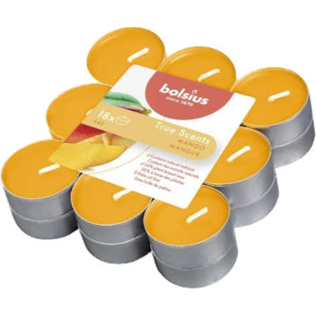 Bolsius geurtheelichtjes true scent 18 stuks 4 branduren per theelichtje mango
