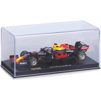 Bburago Red Bull Racing RB16B #33 Max Verstappen Formule 1 seizoen 2021 schaalmodel in luxe bewaarcase - modelauto