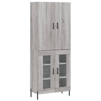 vidaXL Hoge kast 69,5x34x180 cm bewerkt hout grijs sonoma eikenkleurig