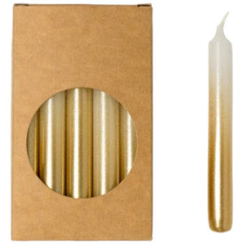 Rustik lys kleine dunne potloodkaarsjes finn set van 20 1.2 x 10cm wit met goud