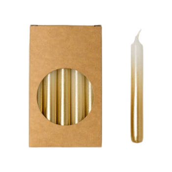 Rustik Lys Kleine, dunne potloodkaarsjes 'Finn' set van 20, 1.2 x 10cm Wit met goud