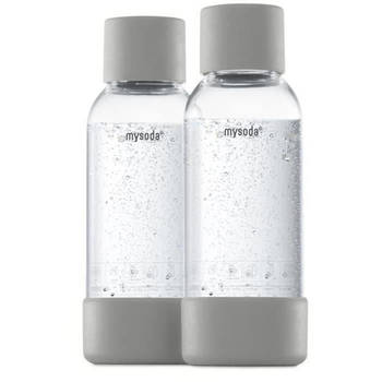 MYSODA - Pak van 2 Flessen Grijs PET en Biocomposiet 0,5 L