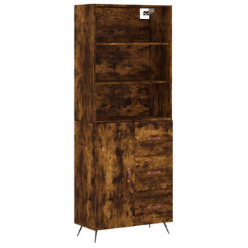 vidaXL Hoge kast 69,5x34x180 cm bewerkt hout gerookt eikenkleurig