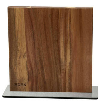 Eden Magnetic Knife Block EQB101 Magnetisch Messenblok, Acaciahout, Stalen Basis, 23 x 25 cm