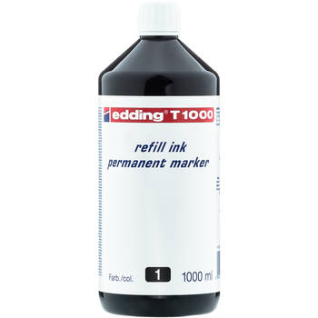 edding T1000 navulinkt voor permanent markers - kleur: zwart - grote fles - 1000ml