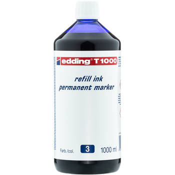edding T1000 navulinkt voor permanent markers - kleur: blauw - grote fles - 1000ml