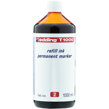 edding T1000 navulinkt voor permanent markers - kleur: rood - grote fles - 1000ml