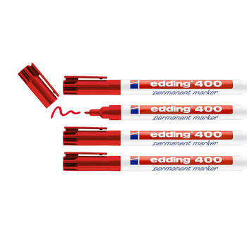 edding 400/4 permanent marker blister - rood - 4 stuks - 1mm
