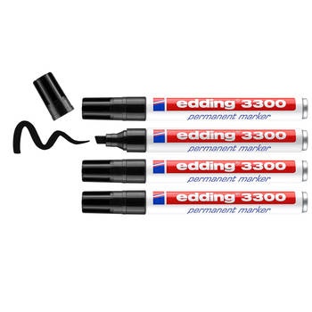 edding 3300/4 permanent marker blister -zwart - 4 stuks - 1-5mm