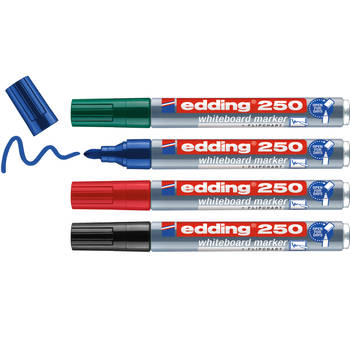 edding 250/4 boardmarker set - assorti 4 stuks: zwart, rood, blauw, groen - 1,5-3mm