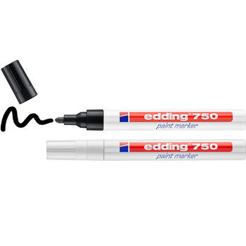 edding 750/2 paintmarker blister zwart + wit, 2-4mm ronde punt