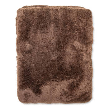 Wicotex-Plaid-deken-fleece plaid Fluffy bruin 150x200cm-Zacht en warme Fleece deken.