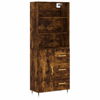 vidaXL Hoge kast 69,5x34x180 cm bewerkt hout gerookt eikenkleurig