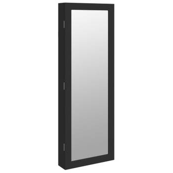 vidaXL Sieradenkast met spiegel en LED wandgemonteerd zwart