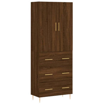 vidaXL Hoge kast 69,5x34x180 cm bewerkt hout bruin eikenkleur