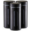 Zeller voorraadpot/blik met venster - 3x - zwart - 1200 ml - glas/metaal - Voorraadblikken