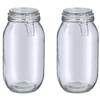 Zeller Weckpot/inmaakpot Alfie - 2x - 2L - glas - beugelsluiting - D13 x H26 cm - Weckpotten