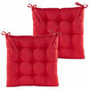 Anna's collection Stoelkussen gewatteerd - 2x - rood - 38 x 38 cm - tuinstoelkussens