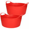 Flexibele emmer - 2x - rood - 15 liter - kunststof - 39 x 17 cm - Wasmanden