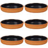 6x stuks tapas/hapjes serveren/oven schaal terracotta/zwart 23 x 4 cm - Snack en tapasschalen