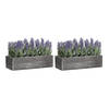 Items Lavendel bloemen kunstplant in bloembak - 2x - paarse bloemen - 34 x 14 x 19 cm - bloemstukje - Kunstplanten