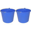 Huishoud emmer - 2x - blauw - kunststof - 12 liter - D29 x H35 cm - Emmers