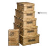 5Five Opbergdoos/box - 2x - houtkleur - L36 x B24.5 x H12.5 cm - Stevig karton - Woodybox - Opbergbox