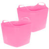 Flexibele emmer - 2x - roze - 25 liter - kunststof - vierkant - 35 x 38 cm - Wasmanden