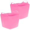 Flexibele emmer - 2x - roze - 15 liter - kunststof - vierkant - 30 x 29 cm - Wasmanden