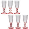 Luxe Monaco serie Champagneglazen set 12x stuks op roze voet 180 ml - Champagneglazen