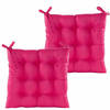 Anna's collection Stoelkussen gewatteerd - 2x - fuchsia roze - 38 x 38 cm - tuinstoelkussens