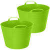 Flexibele emmer - 2x - groen - 27 liter - kunststof - 40 x 35 cm - Wasmanden