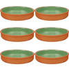 6x stuks tapas/hapjes serveren/oven schaal terracotta/groen 23 x 4 cm - Snack en tapasschalen