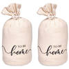 Giftdecor Deurstopper - 2x - 1 kilo - beige - canvas - To be home - D13 x H26 - Deurstoppers