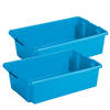 Sunware Opslagbox - 2 stuks - kunststof 30 liter blauw 59 x 39 x 17 cm - Opbergbox