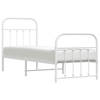 vidaXL Bedframe met hoofd- en voeteneinde metaal wit 75x190 cm