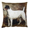 Clayre & Eef Kussenhoes 45x45 cm Bruin Wit Polyester Hond Sierkussenhoes Bruin Sierkussenhoes