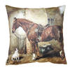 Clayre & Eef Kussenhoes 45x45 cm Bruin Polyester Paard Sierkussenhoes Bruin Sierkussenhoes