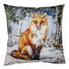 Clayre & Eef Kussenhoes 45x45 cm Bruin Blauw Polyester Vos Sierkussenhoes Bruin Sierkussenhoes