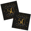 Verjaardag feest servetten leeftijd - 20x - 50 jaar - goud - 33 x 33 cm - Feestservetten