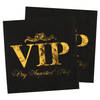 Santex VIP thema feest servetten - 20x stuks - 33 x 33 cm - papier - goud/zwart themafeest - Feestservetten